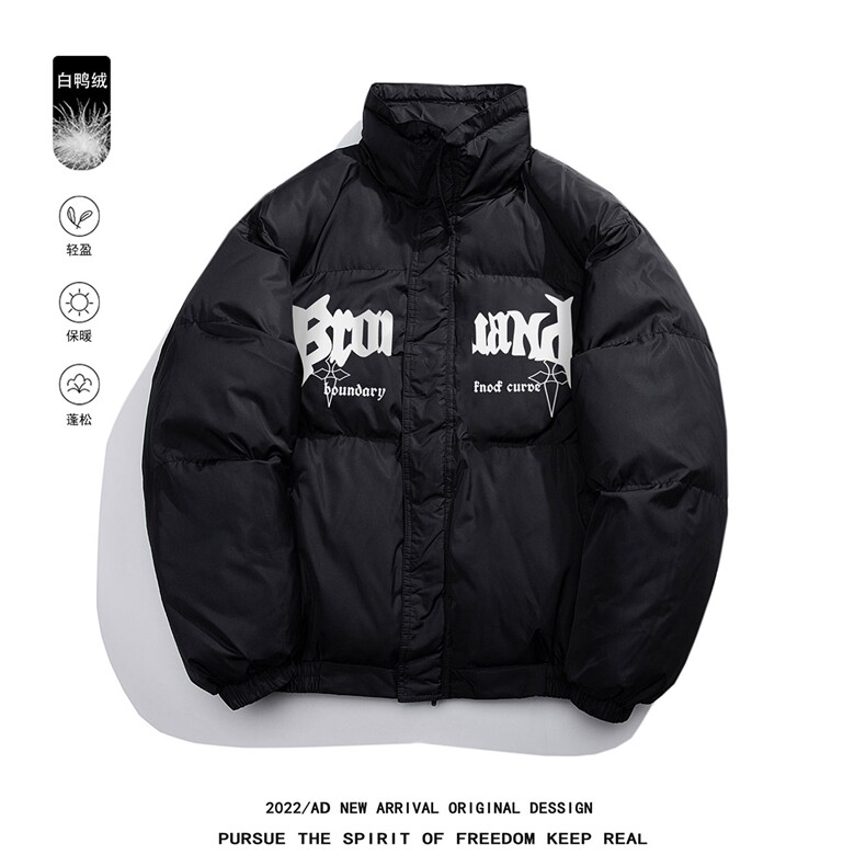 白底23冬季时尚百搭印花情侣美式加厚羽绒服外套YR224P195控258,男装羽绒服,电商A247