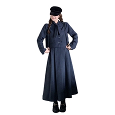 新品深蓝色小香风毛呢套装两件套7680-P195-K298，女装套装/套裙，2C159