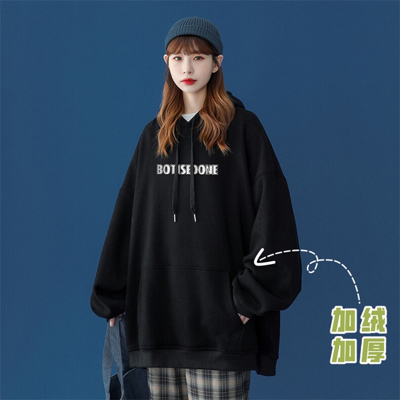 中性秋季潮流卡通印花上衣宽松连帽卫衣W237JRP35控58加绒P45,男装卫衣,A247A