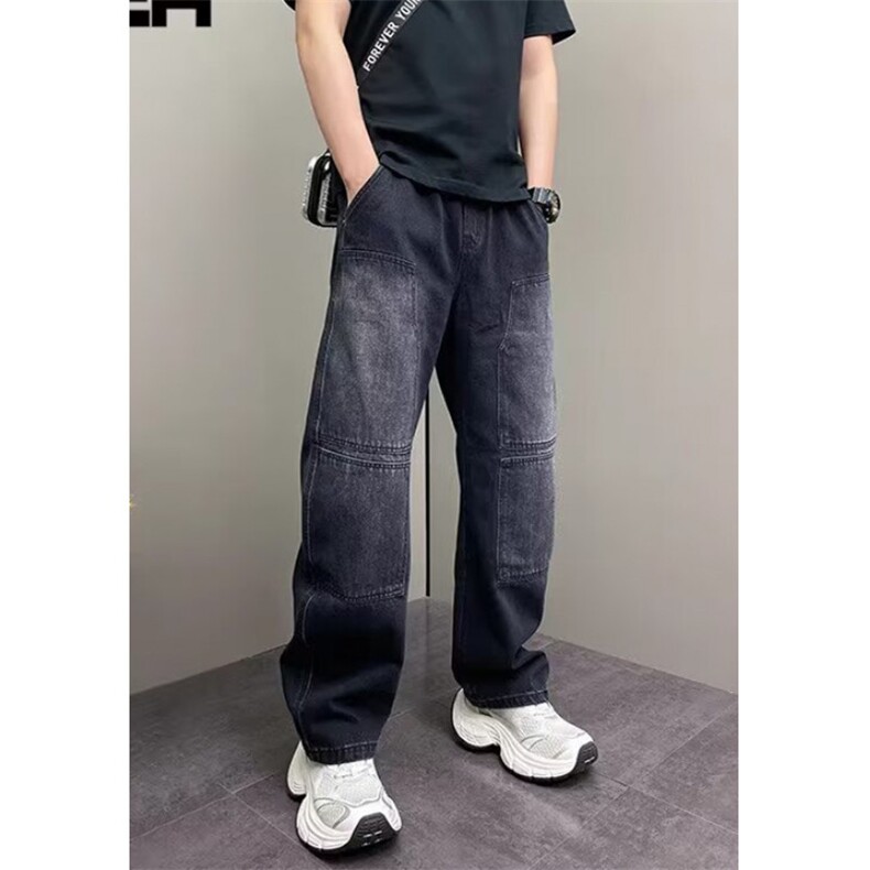 【008】春季拼接牛仔裤水洗裤直筒阔腿裤A079-N832-P51,男装牛仔裤,电商A079
