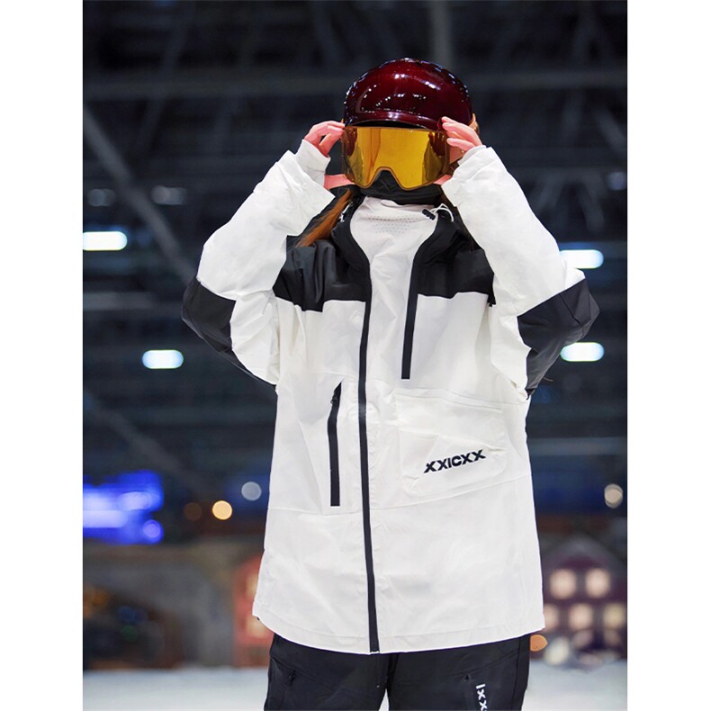冬季防水防风加棉加厚潮滑雪衣男女连帽抽绳滑雪服外套HF57-P175图片