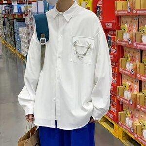 克莱因蓝衬衫男高级感小众长袖衬衣ins潮牌外套痞帅 W3647-P35图片