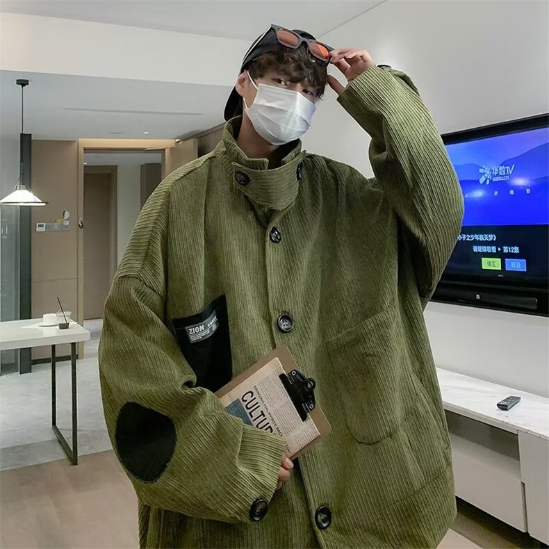 美式复古灯芯绒外套男秋冬潮牌oversize小众原创国潮高街工装夹克，男装夹克，星座1103-3