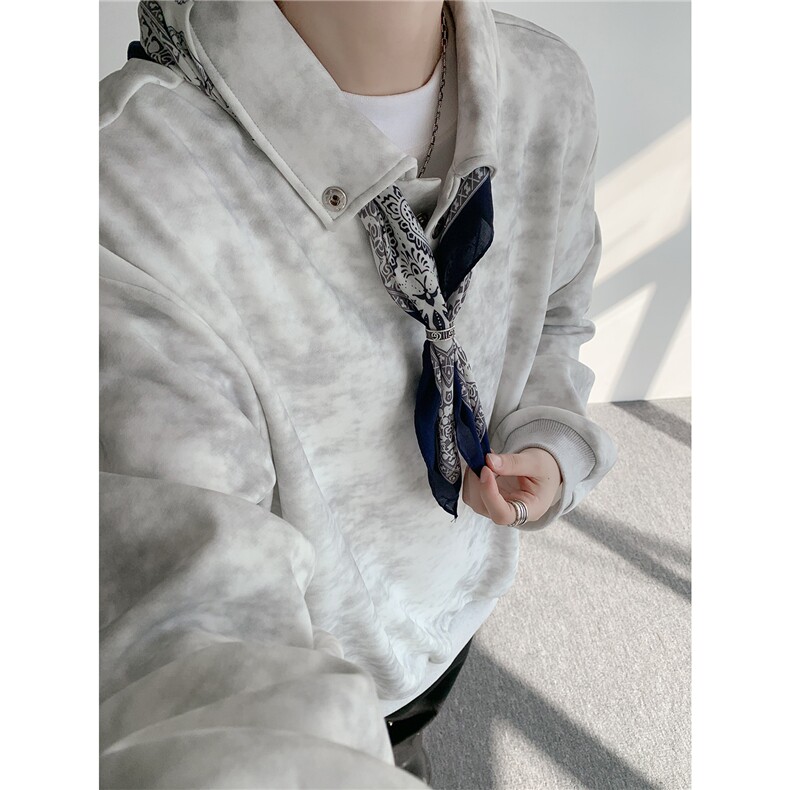 现货WY10170-特P48加绒P58设计感可拆卸丝巾百搭大码卫衣小众,男装卫衣,电商A059