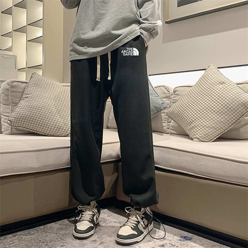 华夫格运动裤男大码抽绳休闲裤卫裤HK78232-P35加绒款P45,男装休闲裤,电商A040