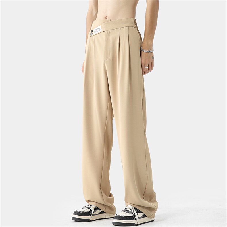 特批35无差价2024夏日系冰丝西裤男宽松垂感薄款拖地裤K1142-P85，男装休闲裤，电商A082