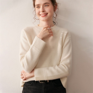2025竖条镂空圆领针织衫百搭时尚，女装针织衫/毛衣，朵沐纯羊绒