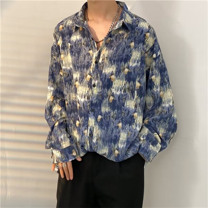 长袖衬衫男港风日系韩版潮流帅气衬衣C2304P32,男装衬衫,星座1116-2