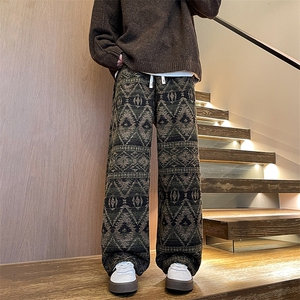 8XL-M羊羔绒裤子男冬季加绒加厚民族风重磅针织棉裤大码KZ023P78图片