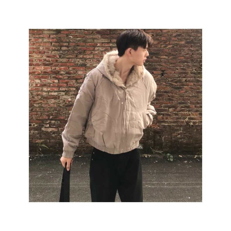 1506-1/MF5271/P89男士潮牌纯色加绒加厚棉服图片