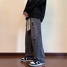 复古破洞牛仔裤男2025秋季新款宽松高街百搭裤子ins潮牌NZ074-P50，男装牛仔裤，星座1103-2