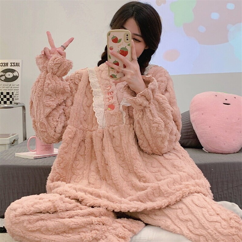 冬季睡衣女珊瑚绒加厚加绒法家居服秋冬款A168-RZSY04-TP115图片