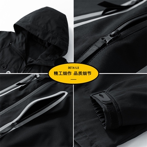春秋新款硬汉风户外夹克男连帽冲锋衣外套DSA157B-J2509-P65图片