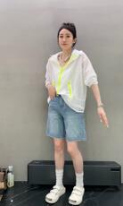 亮色拉链设计连帽防晒外套，其它，L·H·X