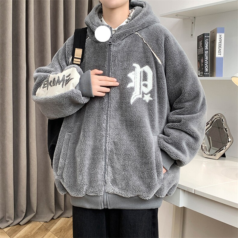 冬上新港风加绒保暖棉衣羊羔绒连帽外套男女 987-P110控价158图片