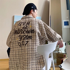 1港风小香风七分袖衬衫男大码中性风情侣潮衬衫QCS7019P45控69，男装衬衫，星座226-2