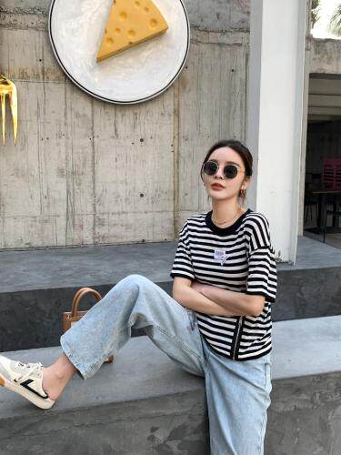 靓丽彩条针织衫，女装，丽薇塔