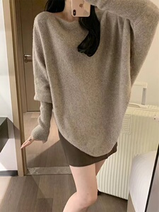 慵懒风宽松粗针蝙蝠袖毛衣女秋冬短款韩版宽松显瘦图片