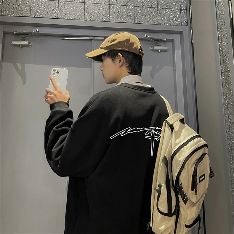 特P25控48秋冬新款男士圆领卫衣宽松休闲日常百搭上衣WQ2455,男装卫衣,电商B370
