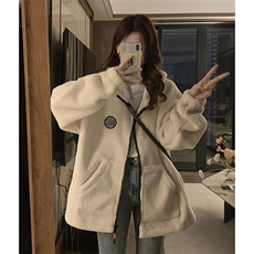 羊羔毛外套女新款情侣宽松百搭加绒加厚开衫棉服连帽C551-P120，男装棉衣，星座911-2(原星座613-2）