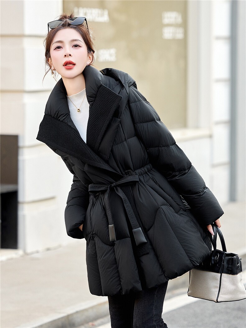 2025冬装新款简约时尚休闲连帽鹅绒羽绒服,女装羽绒服,美沁
