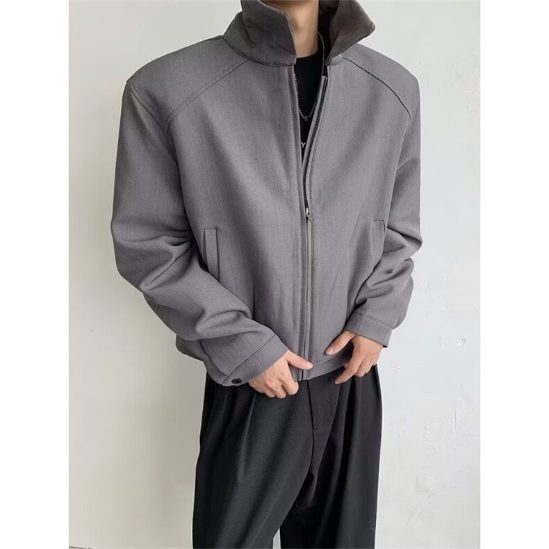 1014-1-AJ50垫肩西装夹克男潮小众设计高级感休闲短款外套,男装夹克,星座1014-1
