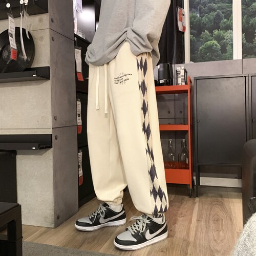 2024春新款 港风 元素拼接 抽绳束脚休闲运动裤 KZ03-P48控59图片