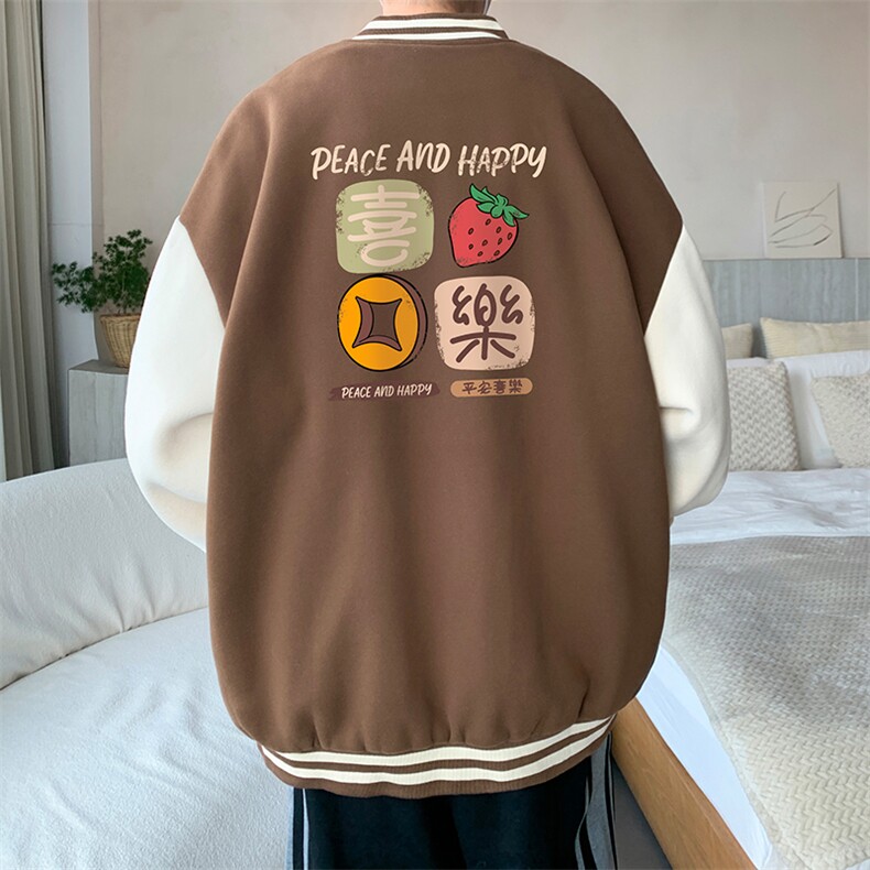 摇粒绒棒球服男大码开衫卫衣男夹克BF86322-P65,男装夹克,电商A040