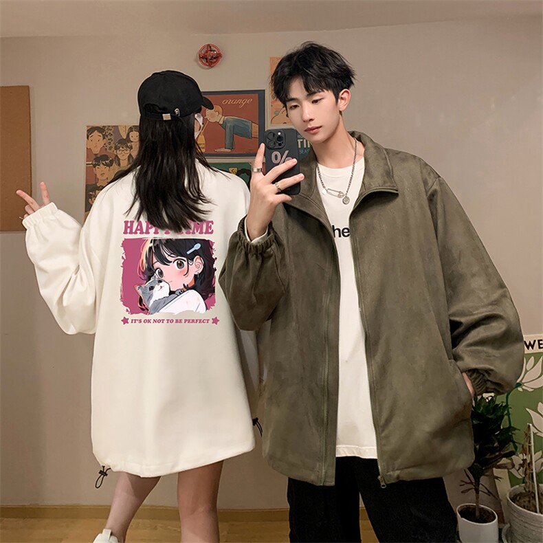 麂皮绒夹克男大码立领褂子外套JK85353-P68加绒款-P78,男装夹克,电商A040