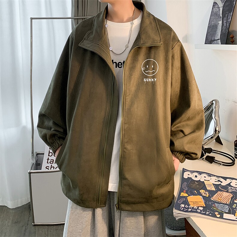 麂皮绒夹克男大码立领褂子外套JK85072-P68加绒款-P78,男装夹克,电商A040
