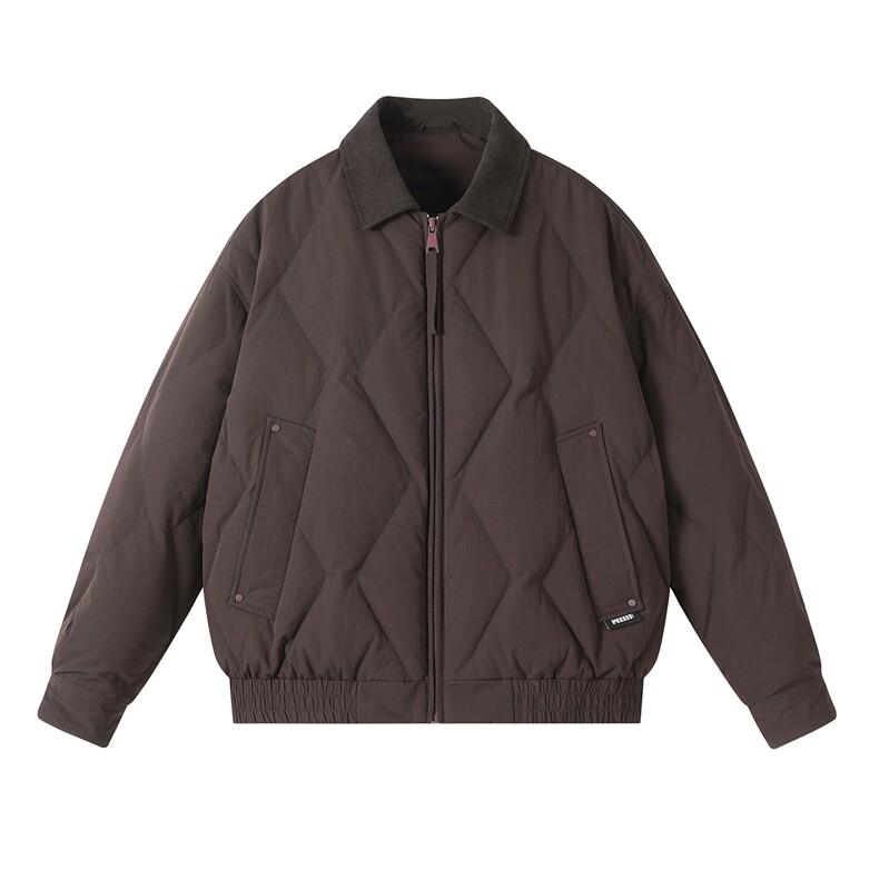 2025冬季新款菱格翻领夹克羽绒服男潮牌百搭保暖羽绒服外套,男装夹克,电商A234