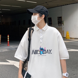 PL57173-P35 翻领短袖polo衫男大码胖子半袖t恤男有领保罗衫 模特图片