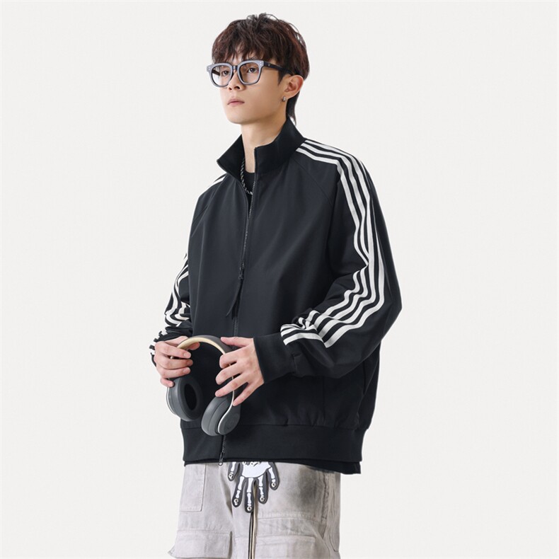 立领开衫夹克男2026新款拉链卫衣条纹运动休闲外套JK02567-P75,男装夹克,星座308B-2