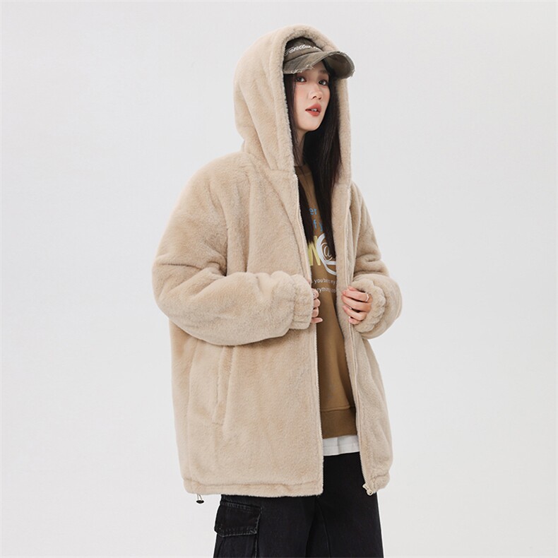 仿兔毛连帽外套D2661-TP70138冬季棉服男女同款毛毛棉衣，男装棉衣，电商A102