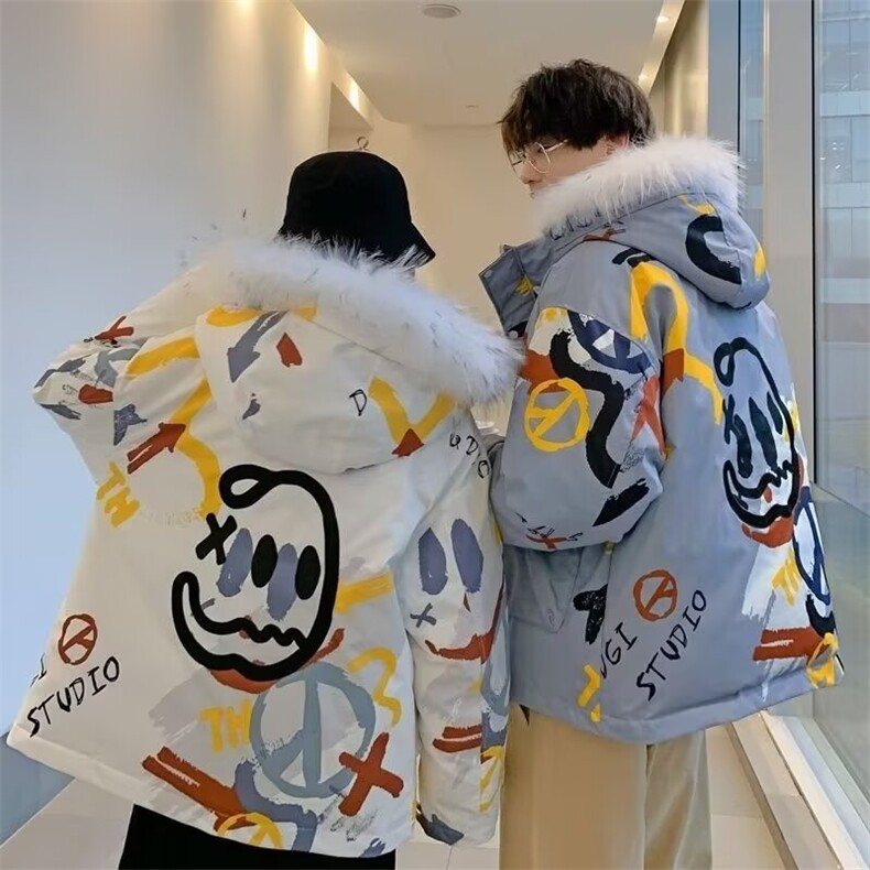男女冬季2026新款保暖防寒服潮青少年上衣外套大毛领情侣棉,男装棉衣,星座218-1（原230）