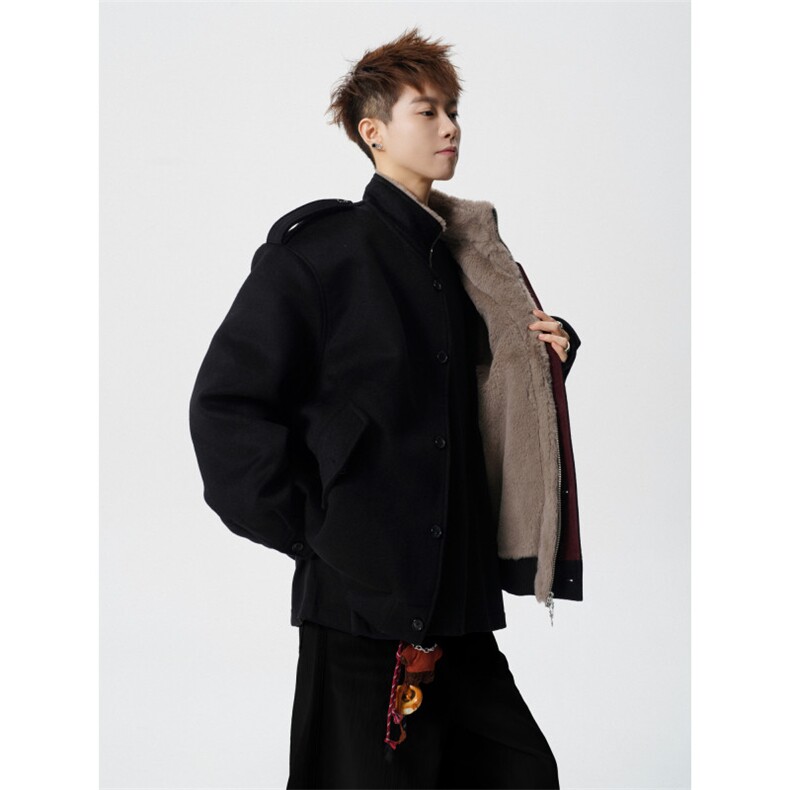 706-LK8353-P168现货高质量冬季男士加厚双门襟座山雕外套,女装短外套,星座706