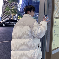 棉服男潮拼色情侣上衣港风加厚保暖宽松立领外套M0780-P90，男装棉衣，星座308B-2