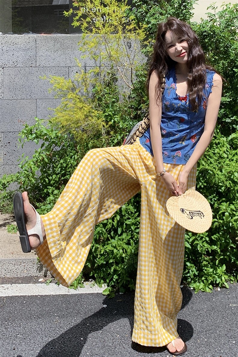 现货时尚复古刺绣无袖背心+阔腿裤套装2C259-7728-P140-K208,女装套装/套裙,2C259