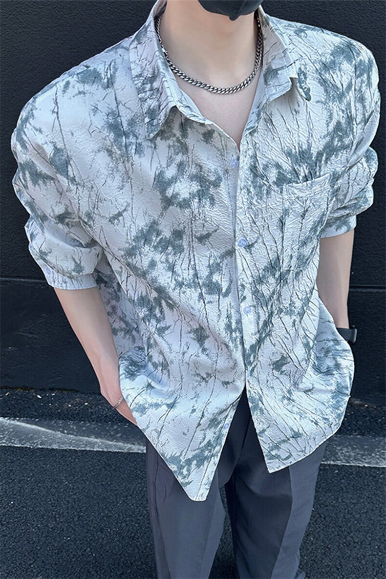 美式高街宽松衬衫潮流休闲上衣A086-CS2206-P40,男装衬衫,电商基地A086