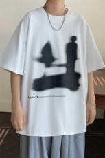 240G重磅美式印花纯棉大码宽松休闲短袖T恤FSDX005P30控48，男装T恤，电商B219B