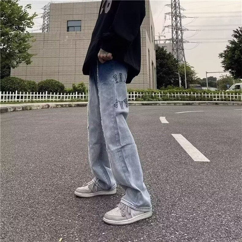 1506-1/K52091/P48港风潮男夏季新款个性字母牛仔裤嘻哈i百搭时尚,男装牛仔裤,星座1506-1