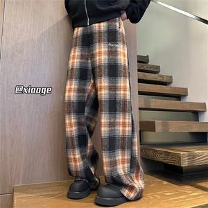XZ616 秋冬重磅格子条纹美式复古百搭休闲长裤 TY1153 P65控78图片