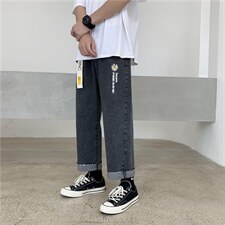 送腰带秋冬新款小雏菊牛仔裤男港风宽松直筒老爹休闲裤k948-p35,男装牛仔裤,星座1008-2