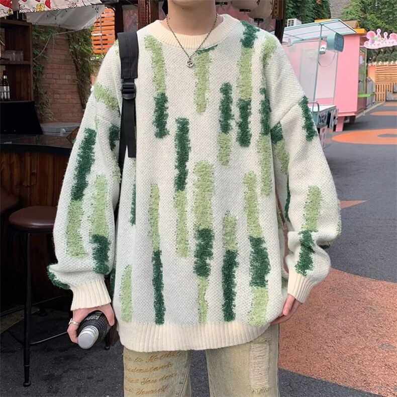 针织衫男女韩版潮流拼色慵懒风宽松帅气2024秋冬ins毛衣MZ471-P47,男装针织衫/毛衣,星座412-3
