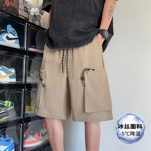 特批P25无差价夏季凉感冰丝拼接大口袋潮流宽松五分短裤男DK5810图片