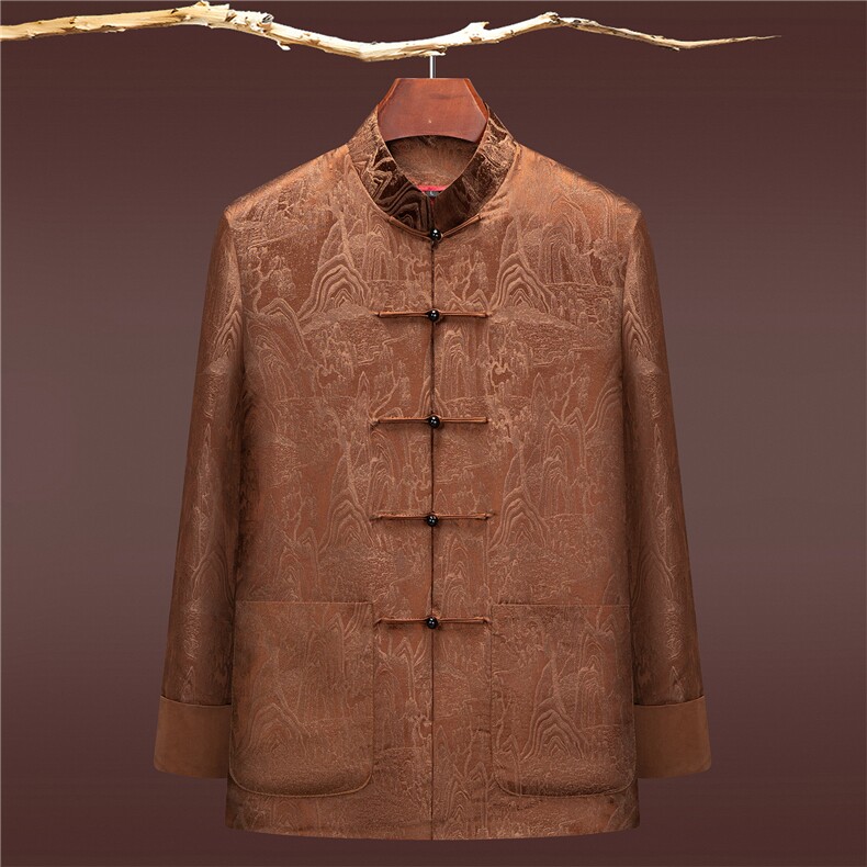 2025年新款中老年秋款唐装外套男士中年休闲新中式唐装外套，男装民族服装，钱塘723