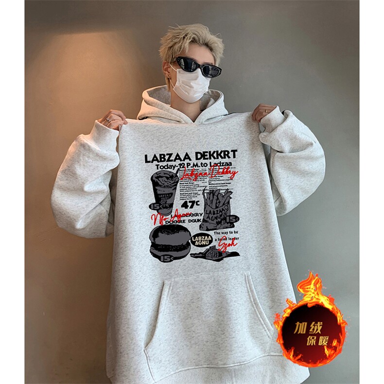 抖音得物供货提供视频秋冬重磅美式宽松织带连帽卫衣0425,男装卫衣,电商A486