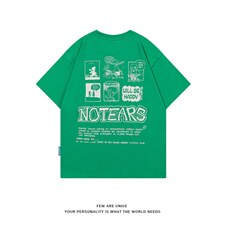 2023夏新款港风卡通印花宽松圆领短袖T恤上衣T2207-P48,男装T恤,星座914-3
