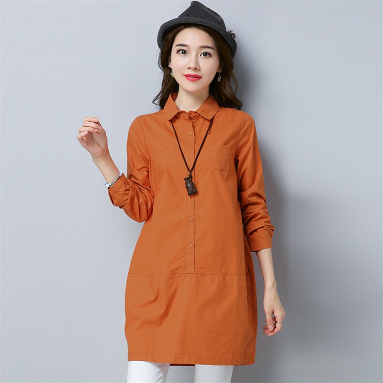 2024秋季中长款长袖排多扣衬纯色衫韩版时尚百搭休闲气质潮流,女装衬衫,风姿绰