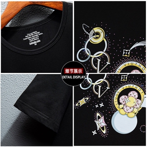 新款高品质套头短袖燙钻潮休闲圆领T恤夏季大码简欧上衣A2509-P63图片